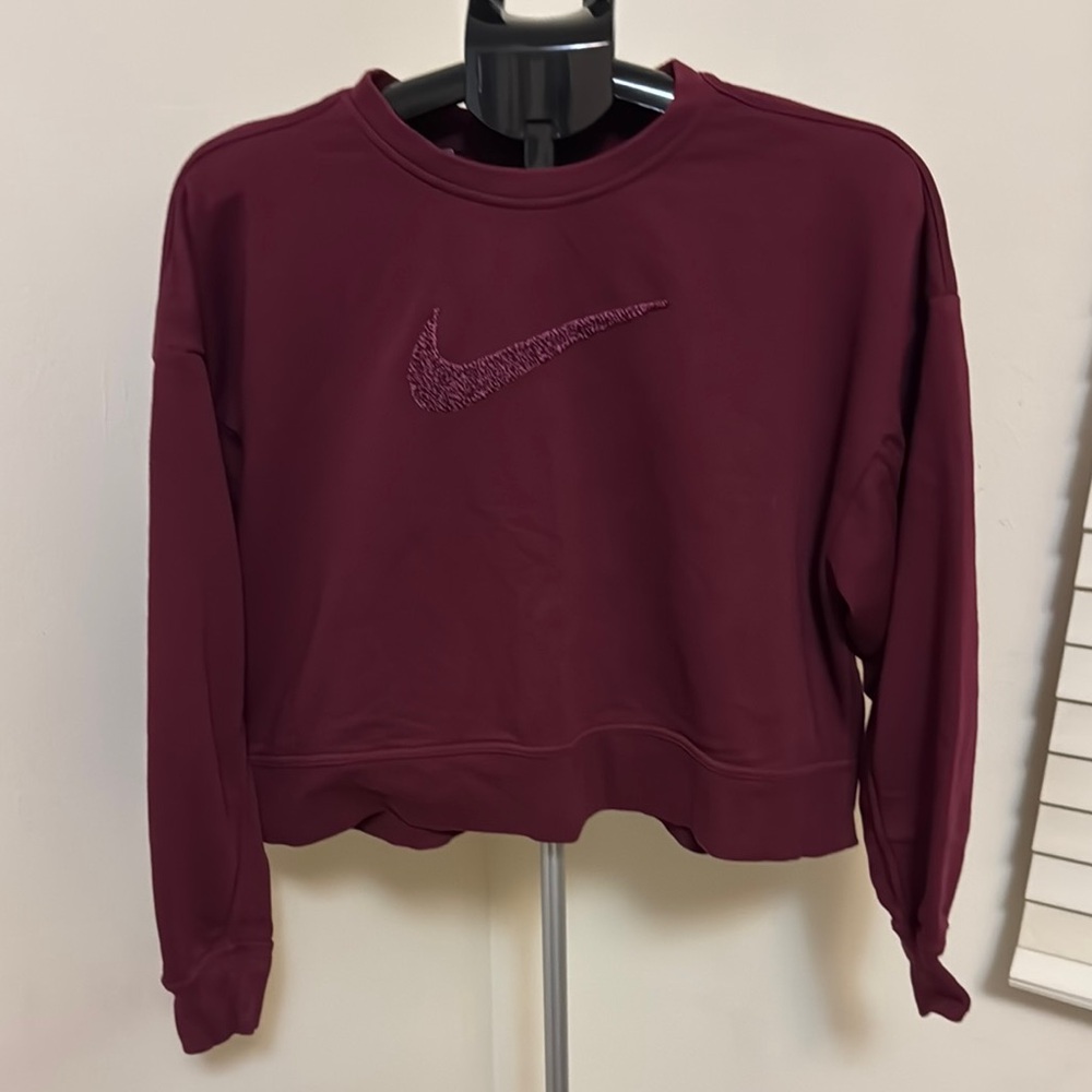 Nike Logo Cropped Crewneck Sweatshirt Maroon/ Burgundy Size S